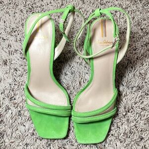 Sam Edelman Kia Block Suede‎ Heel Open Toe Bright Green Size 8